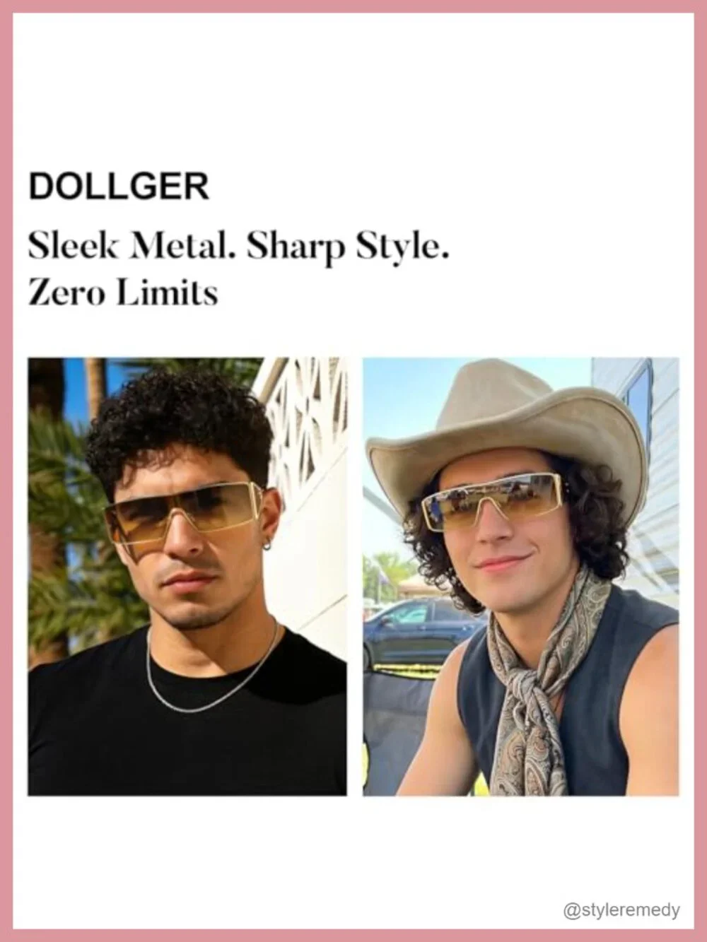 Y2K Oversized Rectangle Metal Frame Sunglasses Retro Wrap Around UV Protection